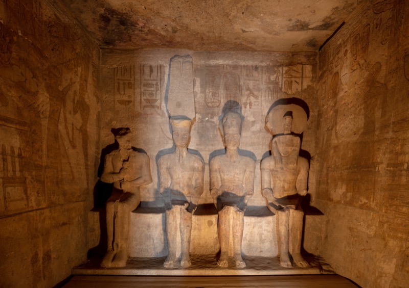 The four colossal seated statues of Ramesses II at the facade of the Great Temple at Abu Simbel